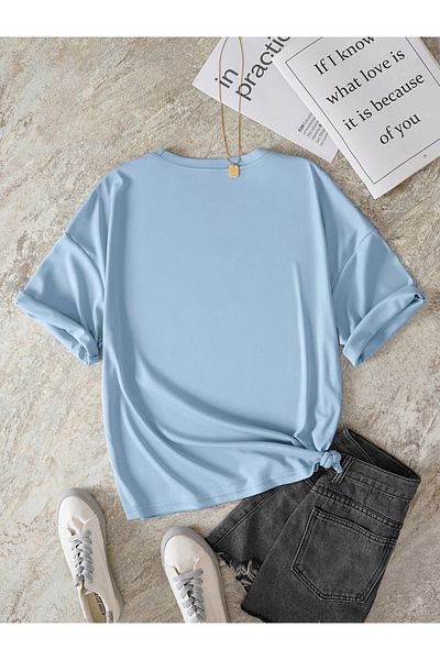 Machetta Μπλουζάκι μεγάλου μεγέθους Baby Blue Brooklyn New York Red με στάμπα Oversize Unisex βαμβακερό μπλουζάκι
