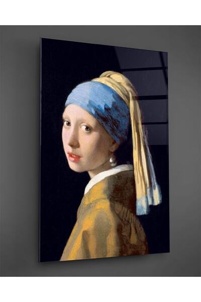 TAULART Pictură pe sticlă pentru fetiță cu cercei de perle