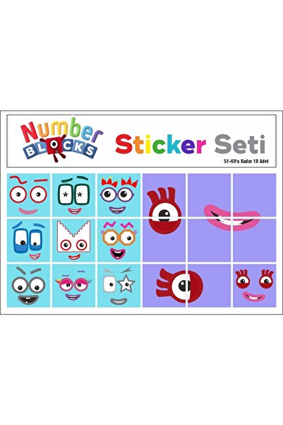 Printhome Number Blocks Matematik Eğitici Birim Küp Snapcubes /51-60 Sticker ...