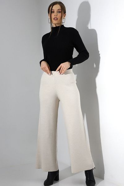 Devinka Women's Stone Elastic Waist Knitwear Trousers