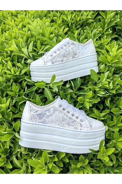 Ayakkabı Tutkusu Stilo ® Pantofi de mireasa Dantela alba 7cm Platforma Talpa Plata Extrem de Confortabil Stil Calitate