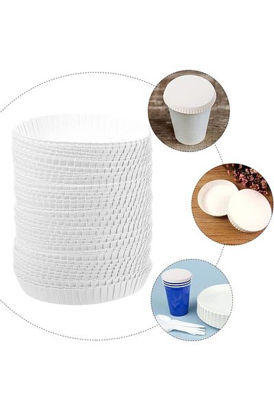 Rns 500 Pieces White Cardboard Cup Lid Stopper Paper Cup Lid