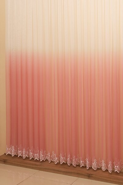 perhal perde ve halı Gradient Color Gradient Pink Skirts with Embroidery 1-3 Close Pleat Rope Tulle Curtain