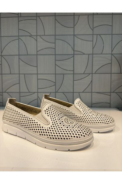 Anıl Ayakkabı Castle Black 7023 Pantofi de damă, alb, perforați, din piele naturală, ortopedici, ușoare, casual