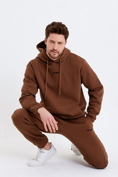 JAHR MARC Ανδρικό φούτερ Oversize Καφέ Κεντημένο