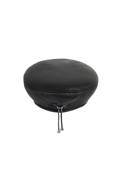Mumcu's Leather Leather French Painter Beret Hat Black Brown Red
