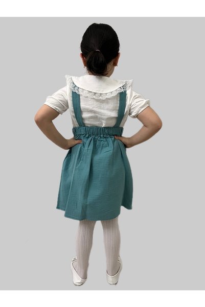Esterella Girl's Dress/Floral Embroidered/shirted Salopet Dress/Muslin Dress