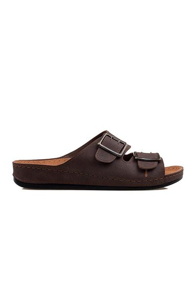 ARYAN Brown Men's Double Belt Slippers