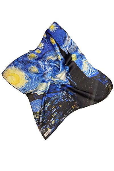 Soyluİpek Van Gogh Yıldızlı Geceler Ipek Tablo Bandana Fular