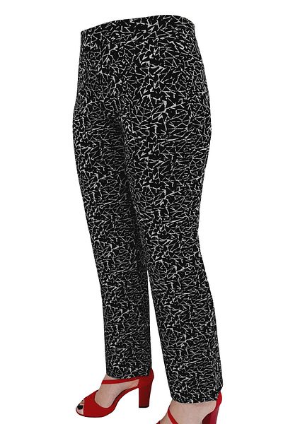 HemaZen Elastic Waist Pipe Leg Trousers Summer Patterned Viscose Trousers Black