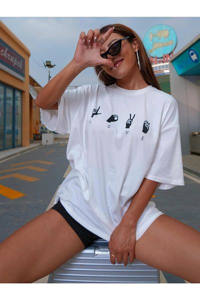 Know Dámské bílé oversize tričko Love Printed