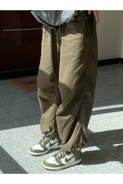 Gofeel Unisex Tactical Baggy Khaki Πράσινο Αλεξίπτωτο Παντελόνι Ρυθμιζόμενο Παντελόνι Χαλαρής Μέσης