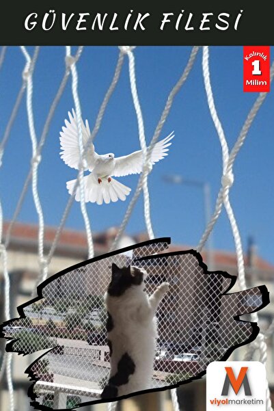 viyolmarketim Balkon Filesi 1,5x9 Metre Bahçe Balkon Filesi Kedi Kuş Önleme G...