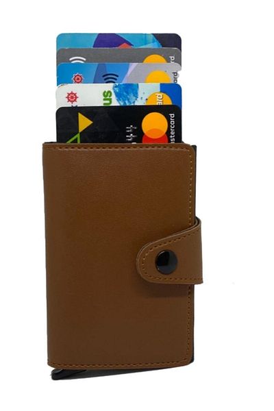 Walle's Polo Glamour Tan Wrapped Men's Mechanical Wallet Card Holder Leather