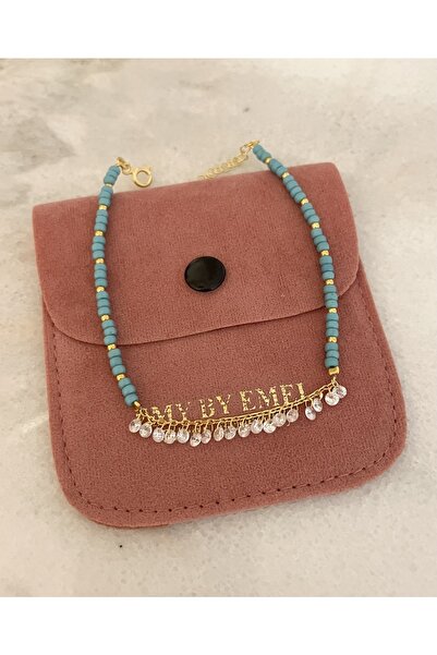 emy by emel luxury silver jewelry Halhal Doğal Turkuaz Taşlı Altın Kaplama 92...