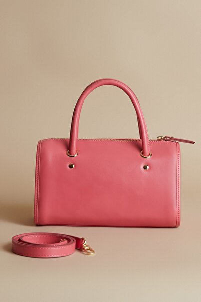 Twinsaction Sisi Hakiki Deri Pembe El Ve Omuz Çantası