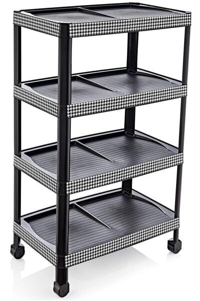 abnturk Ultra Lüks Model Kaz Ayağı Desenli 4 Katlı Demonte Ayakkabılık 48x28 ...