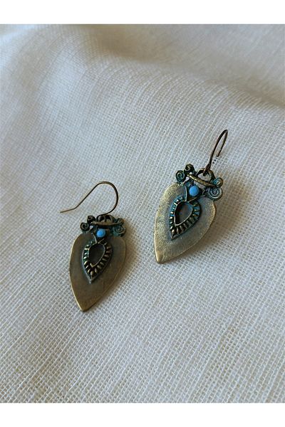 dela otantik Boho Earrings - Heart Themed, Ethnic Dangle Earrings Handmade Jewelry