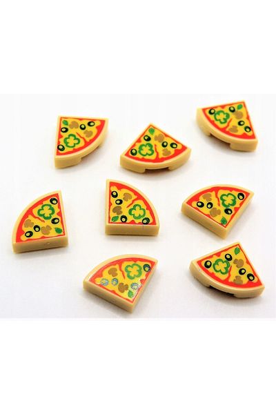 LEGO Original Custom Moc Accessory Creator Tile 1 X 1 Printed Round Tiles Tan Pizza Slice 2 Pieces