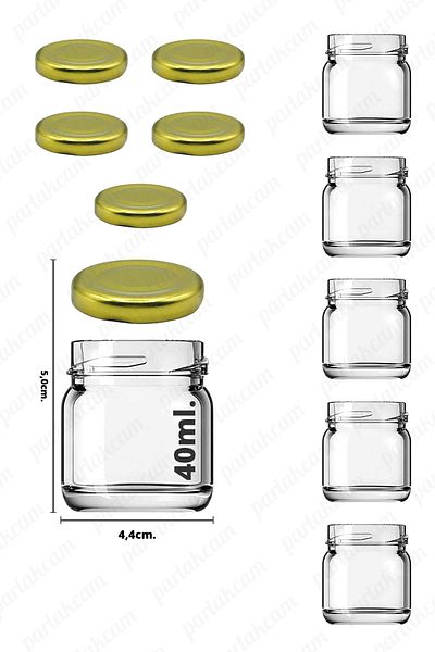 parlakcam 5 Pieces Mini-small Glass Jar Specimen, Food, Wedding and Henna Confectionery Jar 40ml