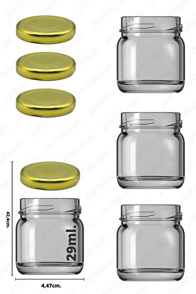 parlakcam 3 Pieces Mini-small Glass Jar Specimen, Food, Wedding and Henna Confectionery Jar 29ml