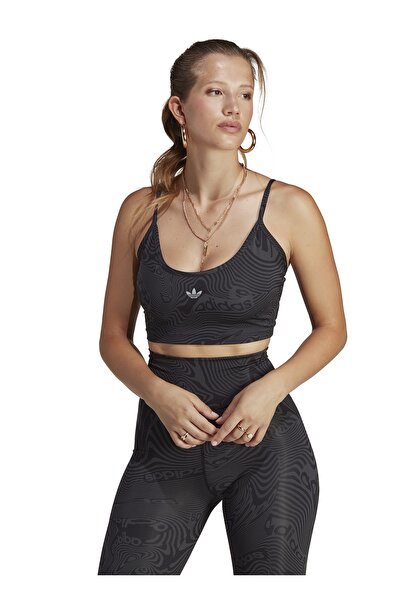 adidas Siyah - Karbon Kadın Atlet Ic2214 Aop Bra Top