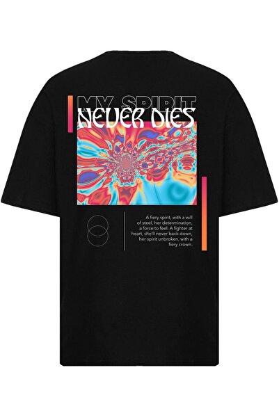 Edizen Tricou negru supradimensionat cu imprimeu ultra premium Never Dies, un...