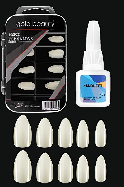 Gold Beauty Takma Tırnak 100'lü + Tırnak Yapıştırıcı Fırçalı 10g