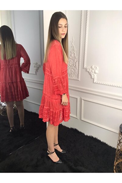 Bohemian Women's Pomegranate Flower Lace Bell Dress