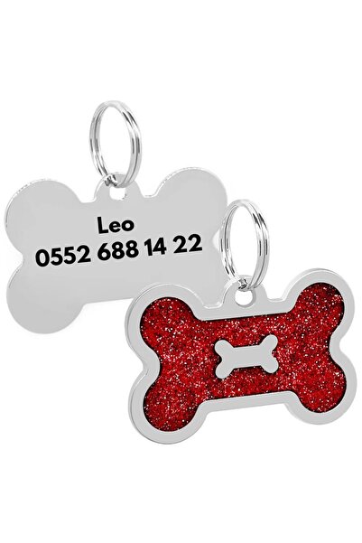 PATİMİO Isme Özel Çelik Kedi Köpek Isimlik Künyesi Kırmızı Işıltı