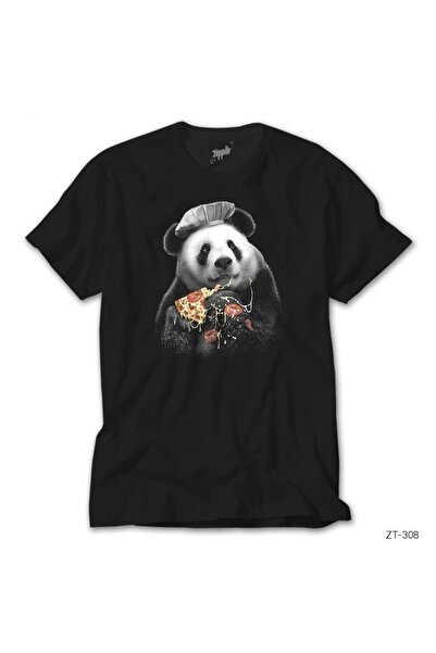 Z zepplin باندا بيتزا تي شيرت أسود
