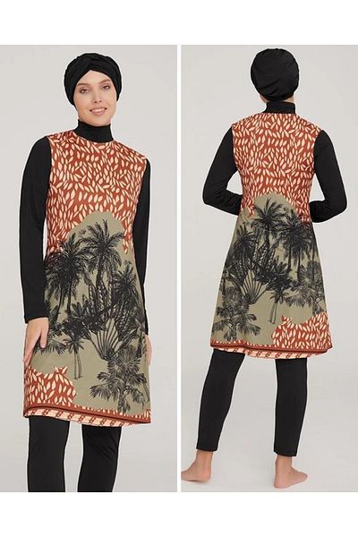 MARESİVA Maresiva Simsoon 8000 Full Length Lycra Digital Pattern Hijab Swimsuit