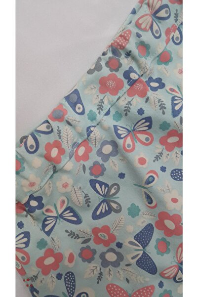 HEPSİMİNNAK Girl's Basic Butterfly Floral Printed Denim Skirt