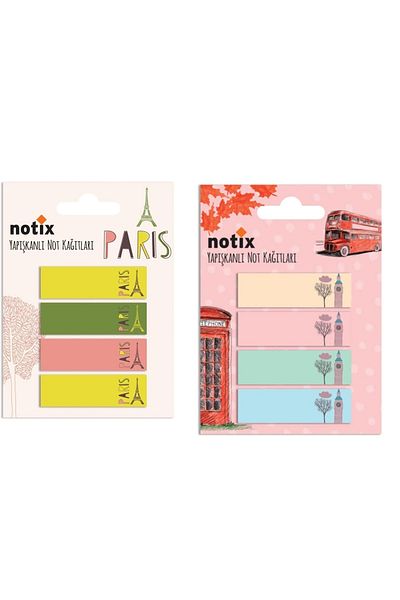 Umur Adhesive Paris-London Colored Bookmark 25 Sheets - (2 Pieces)
