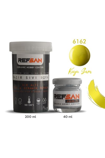 Ref-San Hazır Çini Ve Seramik Boyası 6162 Koyu Sarı - 200 ML