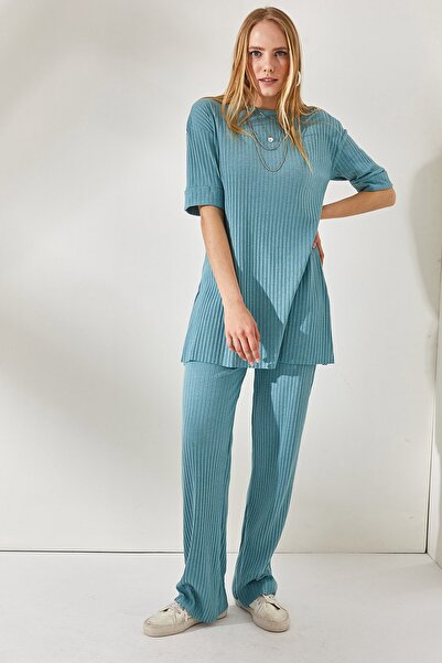 Olalook Dámský mintově zelený spodní vrchní lycra oblek s krátkým rukávem TKM-19000191