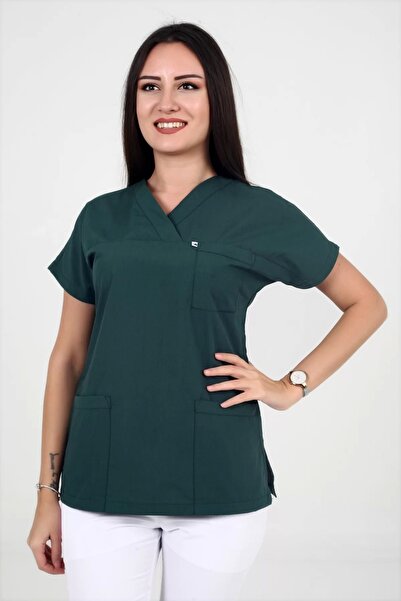 DENİZ İŞ مقشر نسائي من القطن تيري باتول باللون الأخضر المر