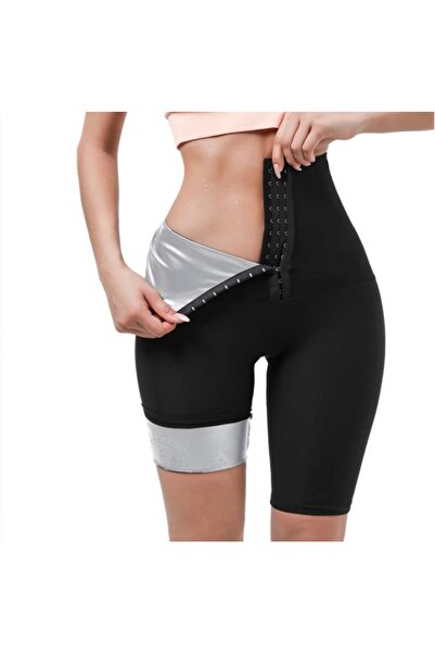 F&W FİT WOMEN Şort Agraflı Sauna Şort Termal Toparlayıcı Yağ Yakmaya Ve Kilo ...