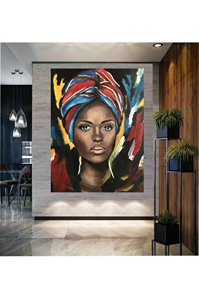 HDART Modern Soyut Afrikalı Siyahi Zenci Kadın Kanvas Tablo Tanlosu