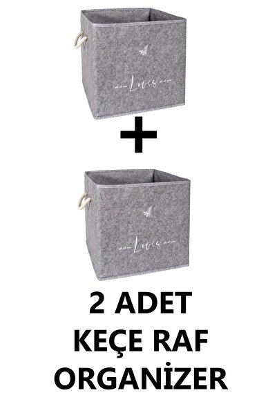 YEGGE 2'li Set Keçe Raf Düzenleyici Sepet Katlanabilir Kutu - Çok Amaçlı Kutu...