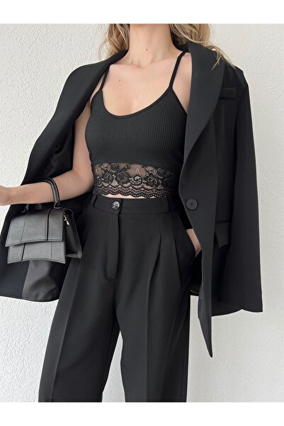 BE CHİC Жіночий кроп-топ на бретельках з мереживними деталями