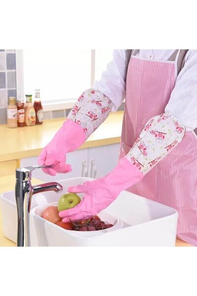 Anadolu Saray Çarşısı Pratik Sıcak Bulaşık Yıkama Eldiveni Dayanıklı Uzun Su Geçirmez Kauçuk Bulaşık Ve Temizlik Eldiveni