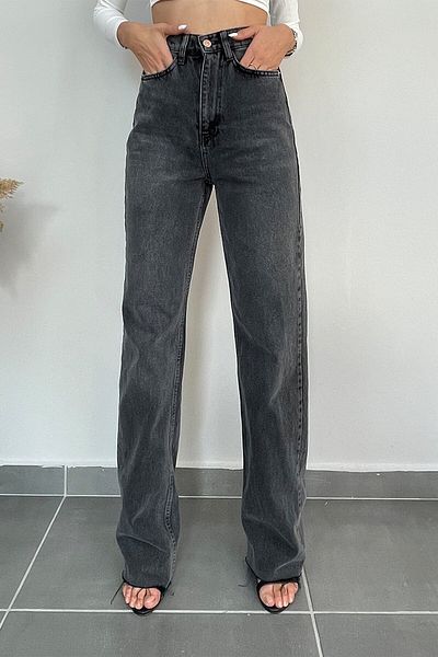 Trn JNS Beaver Lycra Women's Smoked Snow Wash Super High Waist Loose Leg Denim Loose Palazzo Trousers