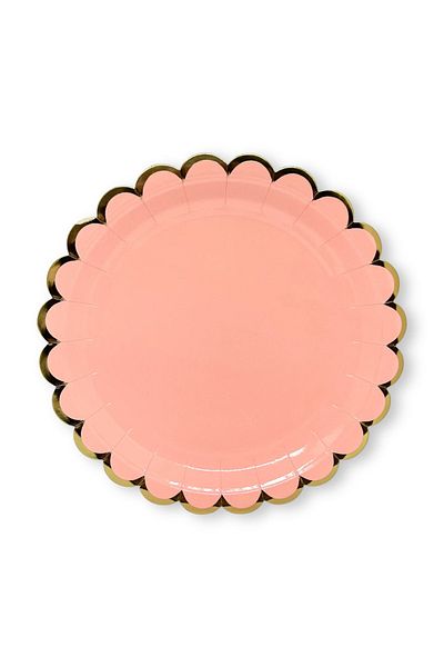 Mare Karnaval Macaron Orange Gold Gilded Cardboard Party Plate 8 Pieces-18cm
