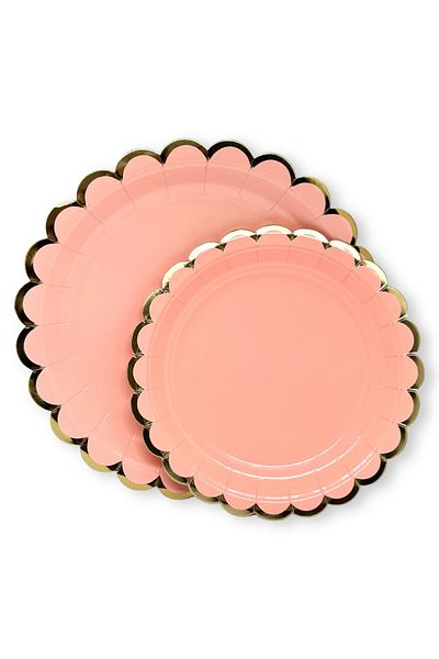 Mare Karnaval Macaron Orange Gold Gilded Cardboard Party Plate 8 Pieces-18cm