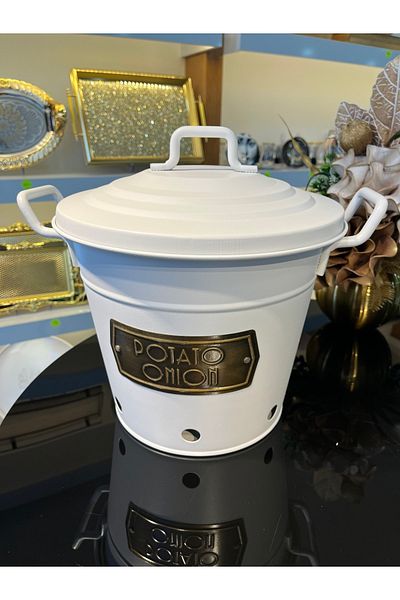 emir home shop Metal Luxury Galvanized Potato Onion Vegetable Fruit Storage Container Bucket Large Size Onion Potato Holder