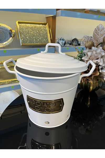 emir home shop Metal Luxury Galvanized Potato Onion Vegetable Fruit Storage Container Bucket Large Size Onion Potato Holder