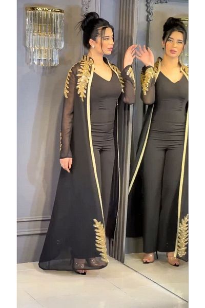 ZENABİYEM Abaya Embroidered Belted Women's Jumpsuit