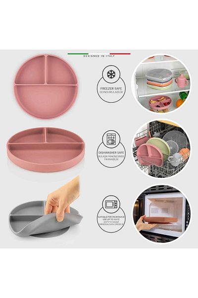 Elele Vacuum Silicone Baby Food Plate Rose