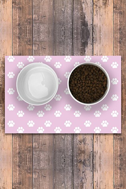 Vinil Kaymaz Tabanlı Keçe Baskılı Evcil Hayvan Pet Mama Paspası 25x40
